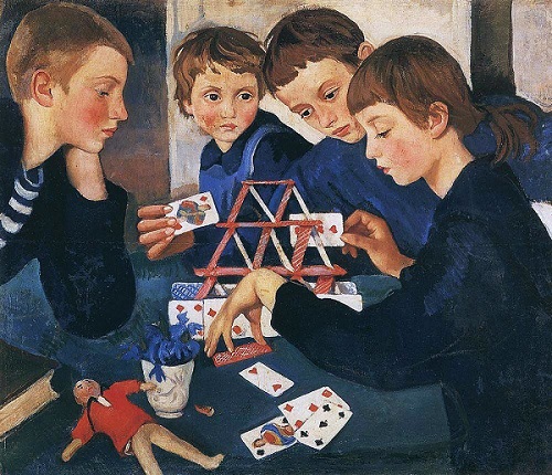 Сочинение по картине 3. Е. Серебряковой «Карточный домик»