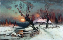 Сочинение по картине Клевера "Закат солнца зимой"