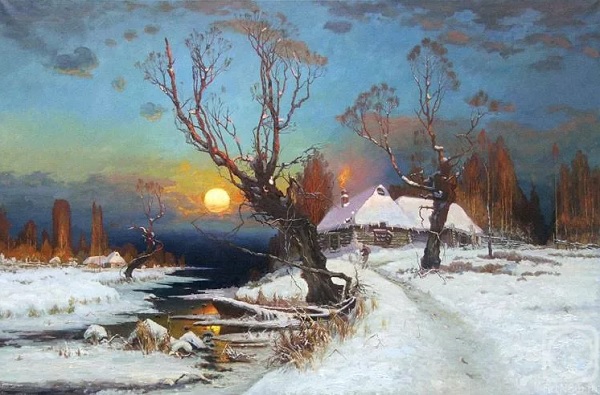 Сочинение по картине Клевера "Закат солнца зимой"